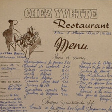 Vintage 1967 Chez Yvette Restaurant Menu Bistro Rue d'Alencon Paris France picture