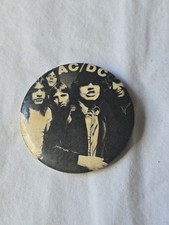 Vintage 79 AC/DC promo pin Highway To Hell button badge Bon Scott b&w test proof picture