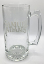 Samuel Adams White Logo Sam 24oz. Glass Beer Mug / Stein With Thumb Print Handle picture