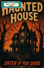Classic Halloween Horror Movie Tin Sign Spooky Haunted House Metal Plaque 8x12 picture