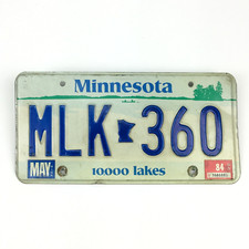 Vintage Embossed Minnesota License Plate, 1982, # MLK 360 picture