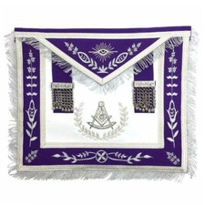 Masonic Blue Lodge Past Master Apron Purple with Machine Embroidery picture