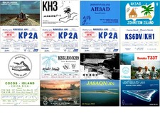 16 Trophy DX QSL Cards Johnston Wake Cocos Banaba Eritrea Chafarinas Lot picture