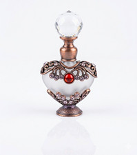 Jeweled Filigree Perfume Bottle Frosted Glass Heart Dauber Wand 3