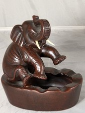 Vintage Heavy Ceramic Thai Artisan Imported Elephant Ashtray,  SOUVENIR, 70s-99 picture