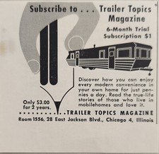 1956 Print Advertisement for Trailer Topics Magazine Chicago,Illinois picture