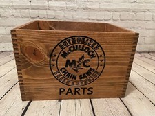 Vintage McCulloch Chainsaw Parts Crate Replica - Man-cave, Decor, Storage picture