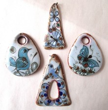 Four VINTAGE KE Mexico Pottery PENDANTS Ken Edwards Bird Butterfly picture