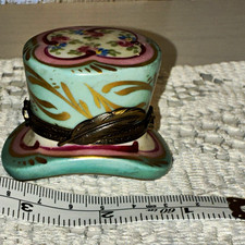 Vintage RARE Limoges France top hat shaped trinket box picture