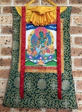 Handmade Green Tara Thangka Nepal | Traditional Tibetan Buddhist Art | picture