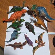 Assorted Prehistoric Dinosaur Figures Vintage Toy UKRD Plastic 10 PC LOT picture