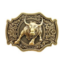 Bronze Long Horn Bull Rodeo Western Cowboy Belt Buckle For Men picture