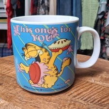 Vintage 80s Garfield Mug This Ones For You Pie Face Enesco Ceramic Coffee Cup picture