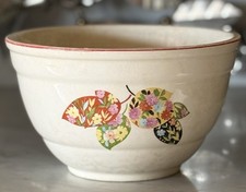 Vintage 1940s Edwin Knowles Leaf Dance Pattern Large Pottery Mixing Bowl picture