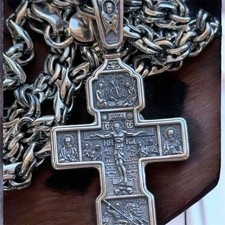 Vintage Necklace Jesus Pendant Silver 925 Jewelry Chain Women's Men Saints Rare picture