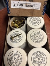 New NOS Vintage Diamond No. 4 Paper Fasteners - 1963, 10 Boxes Of 100= 1,000 picture