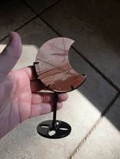 Red/Pink Picture Jasper Moon w/ Black Metal Display Stand picture