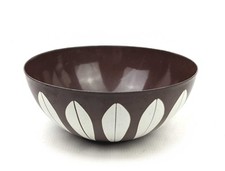 Vintage Mid Century Cathrineholm White on Brown Enamel Lotus Bowl 7