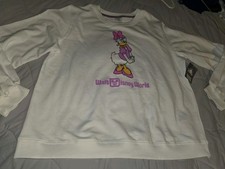 New Disneyland Daisy Duck Pink Sweatshirt Cotton Polyester Bust Size XL   NWT picture