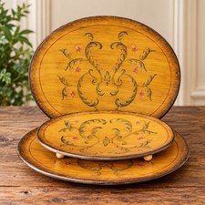Vintage Hand Painted Florentine Style Nesting Serving Trays Set of 3 Floral picture