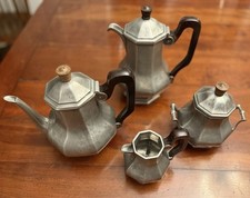Gorham Pewter Octette Tea Coffee Set 4pc Mid Century Art Deco Style Vintage picture