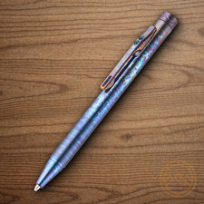 Oknife-Brand B1 EDC Pen Lightning-Bolt Pattern Titanium OLight's ORefill Fidget picture