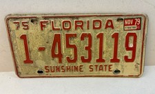 Vintage 1975 Florida License Plate Dade County 1-453119 Sunshine State picture
