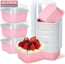US Stock 30 Pack Pink Mini Cake Pans 5oz with Lids Disposable Baking Cups picture