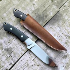 D2 Fixed Blade Knife Drop Point Black Micarta Handle Full Tang Hunting EDC picture