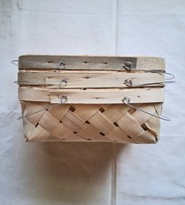 Baskets Produce Fruit Set of 3 Wood Slat Diamond Weave 8 Quart New With Handles picture