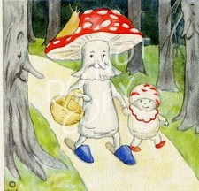 Antique Rare Ida Bohatta: Forest Friends: MUSHROOMS IN ROAD: GREETING Card 6328 picture