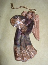 Raku Pottery Angel Holding A Star Hanging Ornament Signed By Honora Bird -#11 picture