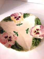 VINTAGE French Majolica Choisy Le-Roi Pansy Dessert Plate Rare Hard to Find picture