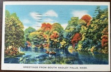 SOUTH HADLEY FALLS, MA MASS~Linen Greetings From Postcard~1941 picture
