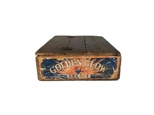 Vintage Golden Glow Fruit Crate with Lid, Rustic Cabin Decor picture