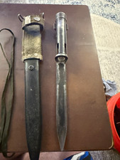 Vintage FN FAL Type C M1965 Tubular Bayonet Steel Scabbard Web Frog Military picture