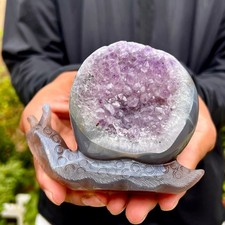390G Natural Ocean Agate Snail Hand Carving Gemstone Ornament Home Decoration picture