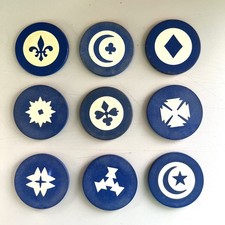 Vintage Antique Inlaid Poker Chip Collection in Six Colors, 54 Different picture