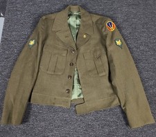 Korean War Ike Jacket Mens 38L VTG 1952 Virgin Wool US Army Signal Corp & Lapels picture