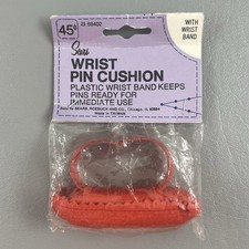 Vintage NOS Sewing Wrist Pin Cushion Sears Made In Taiwan New In Package Red picture