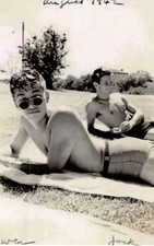 Wes and Jock, August 1942 snapshot, gay man's collection 4x6 sunning young men picture