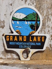 VINTAGE ROCKY MT NATIONAL PARK PORCELAIN SIGN GRAND LAKE COLORADO FOREST SERVICE picture