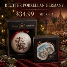 Reutter Porzellan Germany M.J. Hummel Christmas Ornaments Set of 2 Boxed picture
