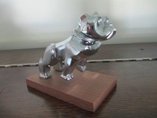 MACK TRUCK BULLDOG EMBLEM ORNAMENT RADIATOR CAP HOOD 1970s 1960s LARGE wood base picture