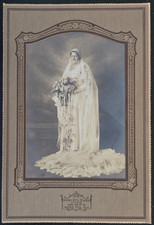 VTG  1920's Cabinet Card Photo, Bride in Fabulous Wedding Dress, Union City, NJ picture