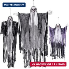 3 Pack Halloween Hanging Ghost Decorations - Poseable Grim Reaper for Yard picture