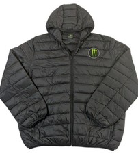 Monster Energy Drink Hooded Puffer Jacket Men's Sz 2XL Black Promo K. Block  picture