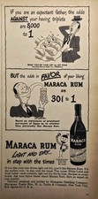 1947 Maraca Rum Print Ad - Tony Barlow Cartoon Expectant Father Odds of Triplets picture