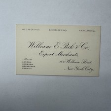 C1900s Victorian William E Peck & Co Export Merchants New York Business Card picture