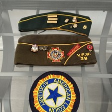 Vintage VFW 39 Veterans of Foreign Wars Caps Pins American Legion Patch Lot picture